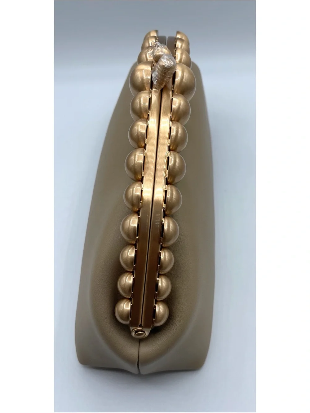 CULT GAIA Una Gold Pearl Detail Leather Sand Dollar Clutch - Picture 6 of 11